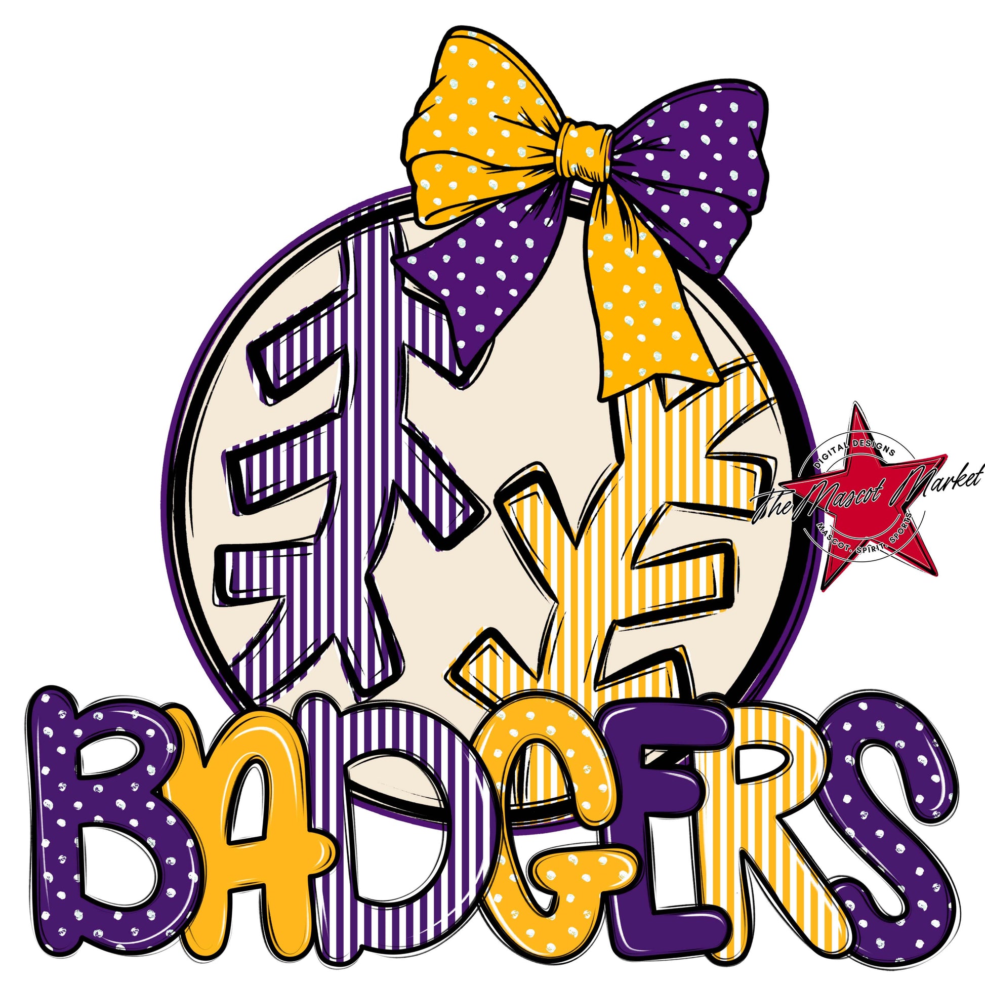 Badgers Baseball-Softball Spirit Design-Purple & Yellow