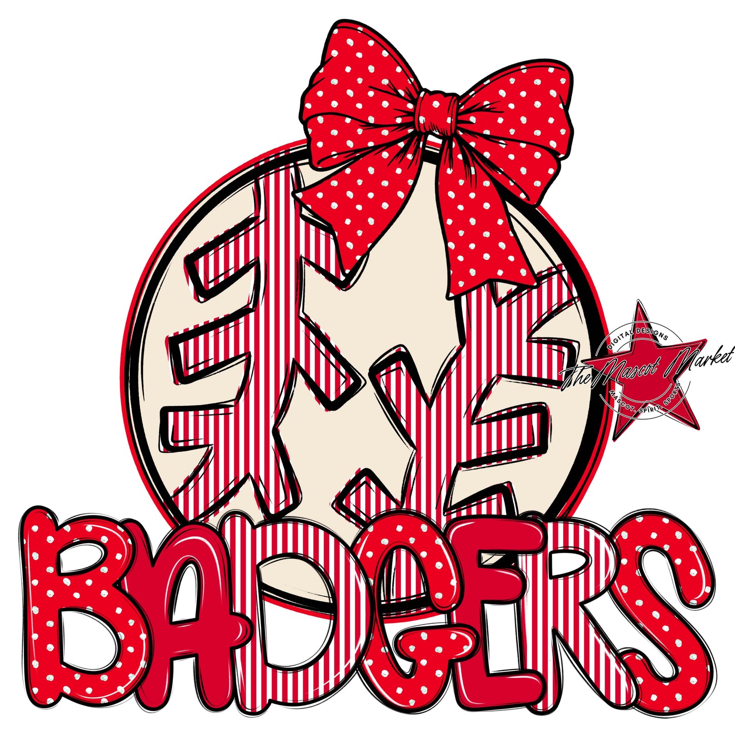Badgers Baseball-Softball Spirit Design-Red