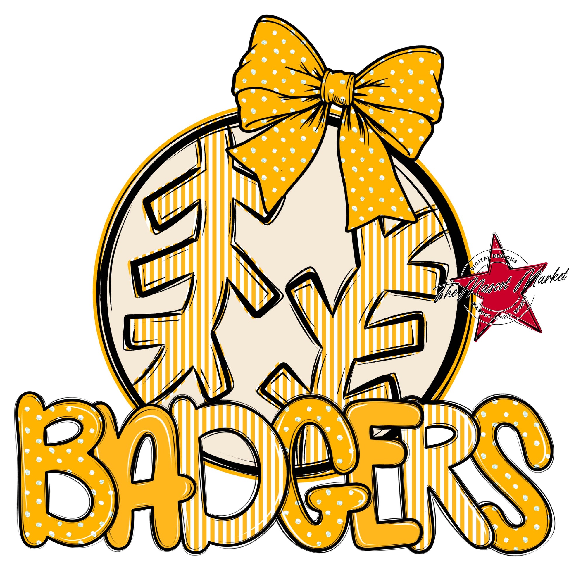 Badgers Baseball-Softball Spirit Design-Yellow