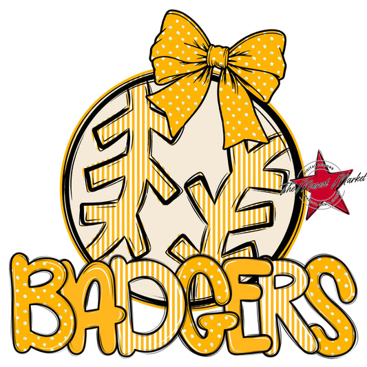 Badgers Baseball-Softball Spirit Design-Yellow