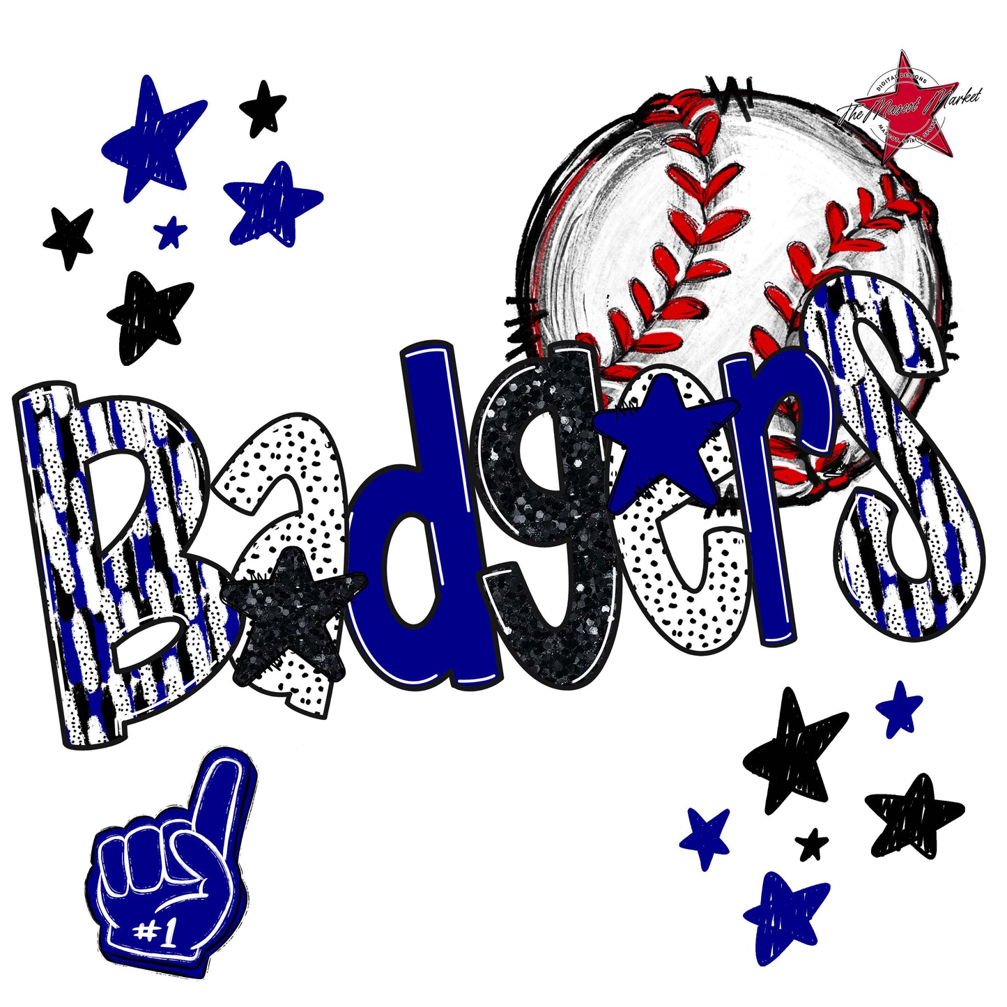 Badgers Baseball Scrape-Blue