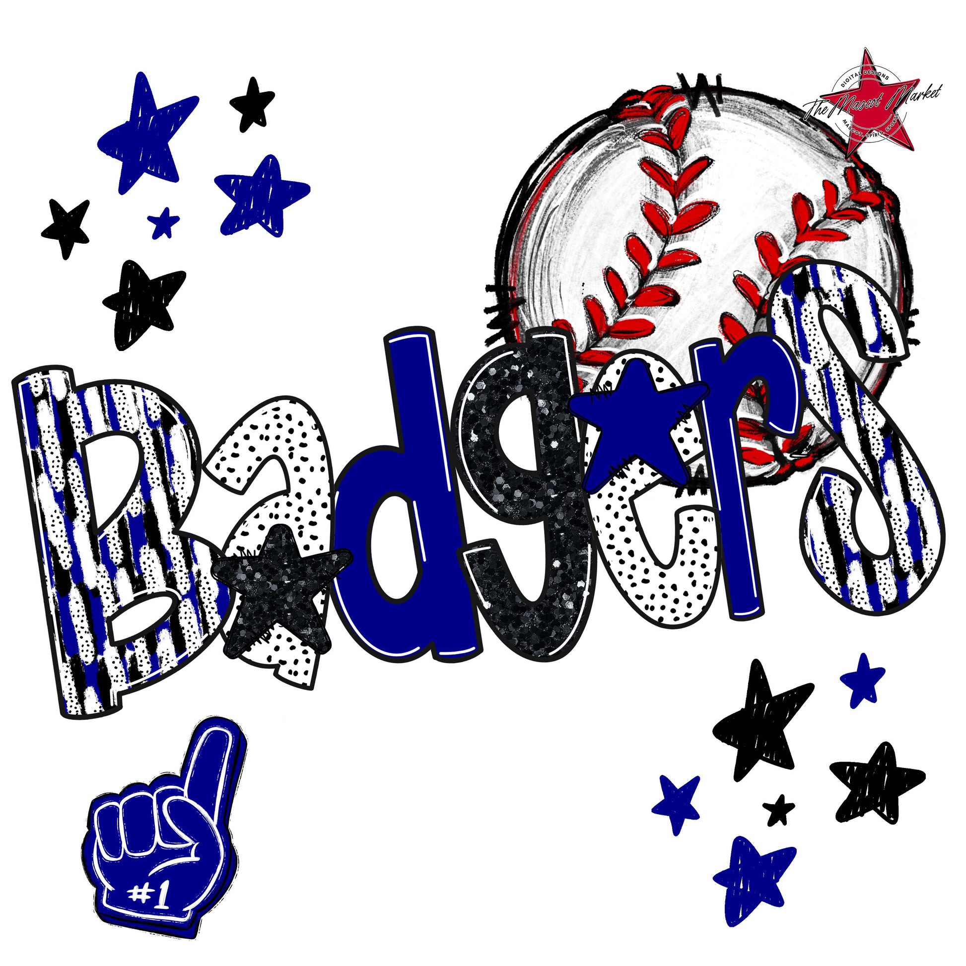 Badgers Baseball Scrape-Blue