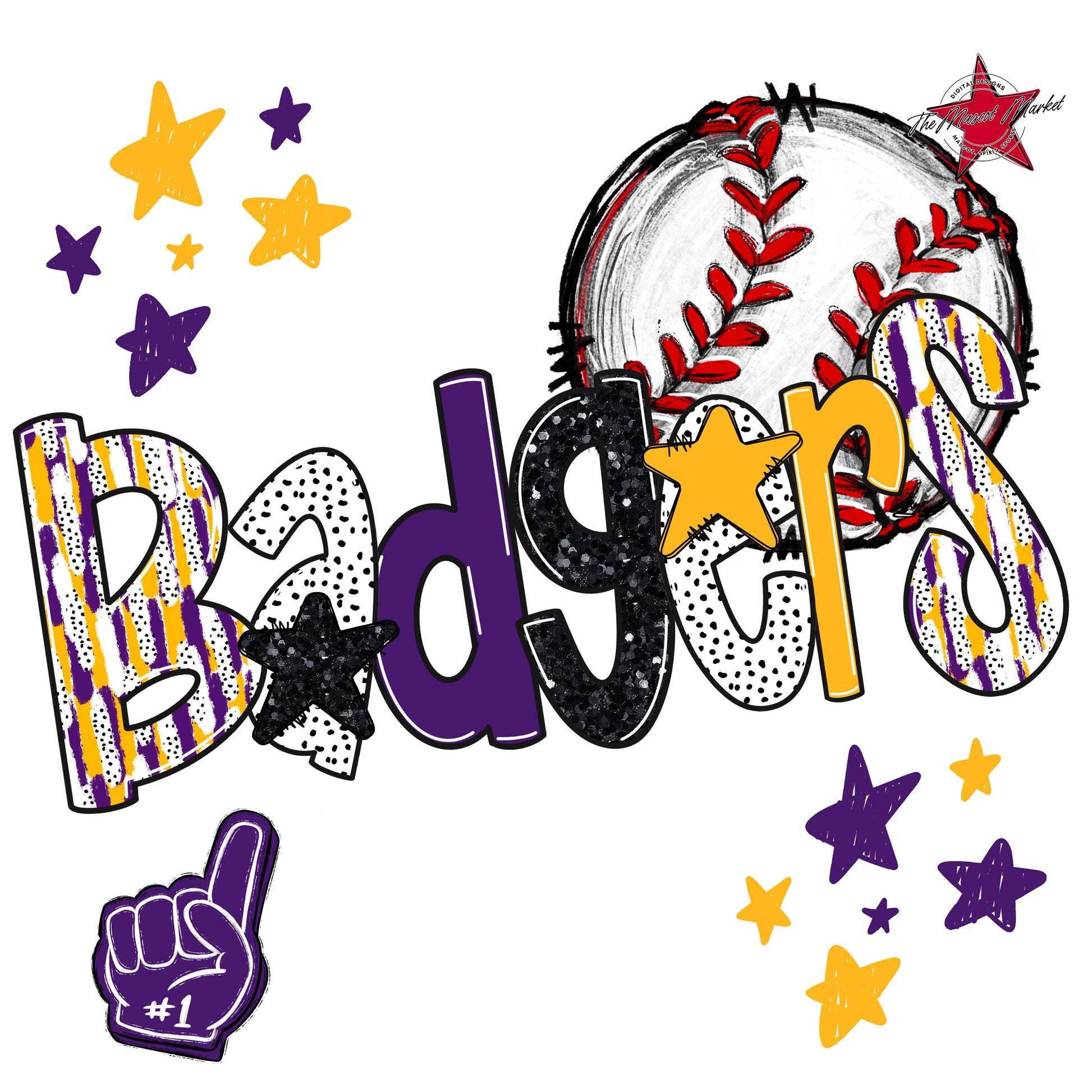 Badgers Baseball Scrape-Purple & Yellow