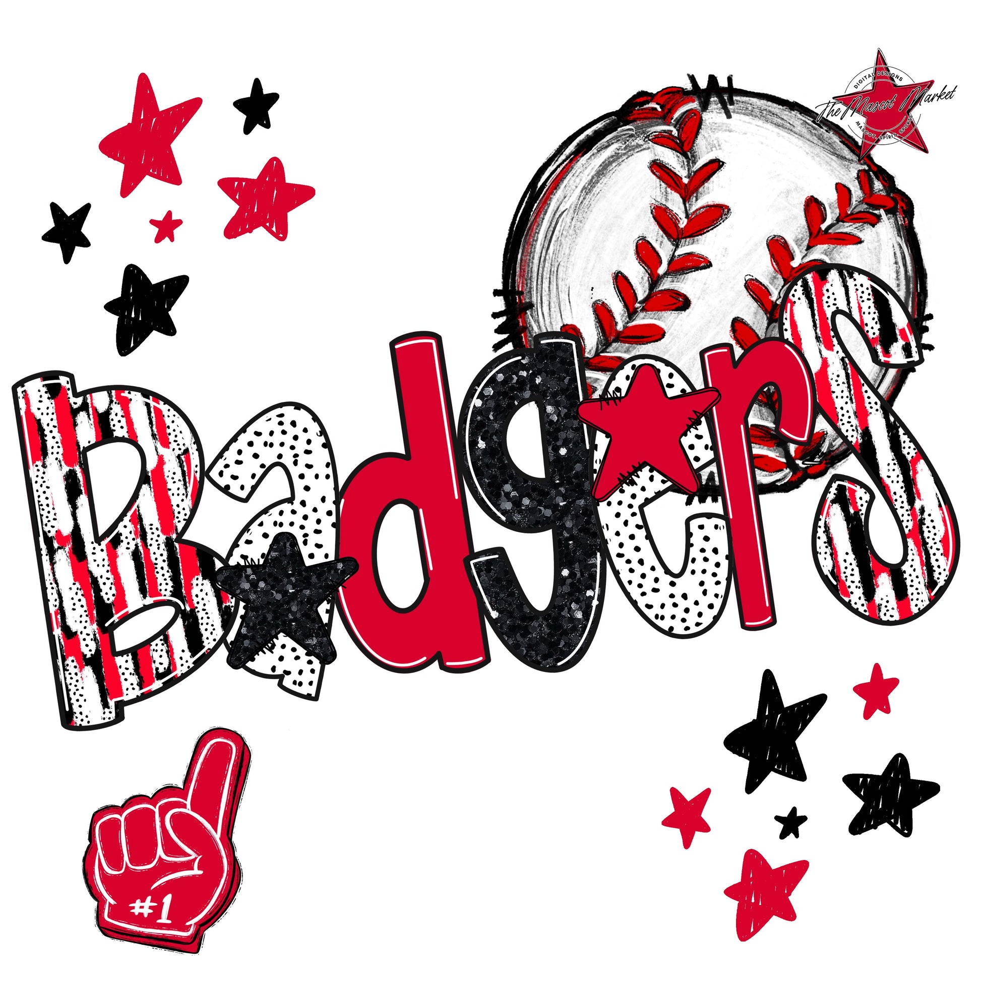 Badgers Baseball Scrape-Red