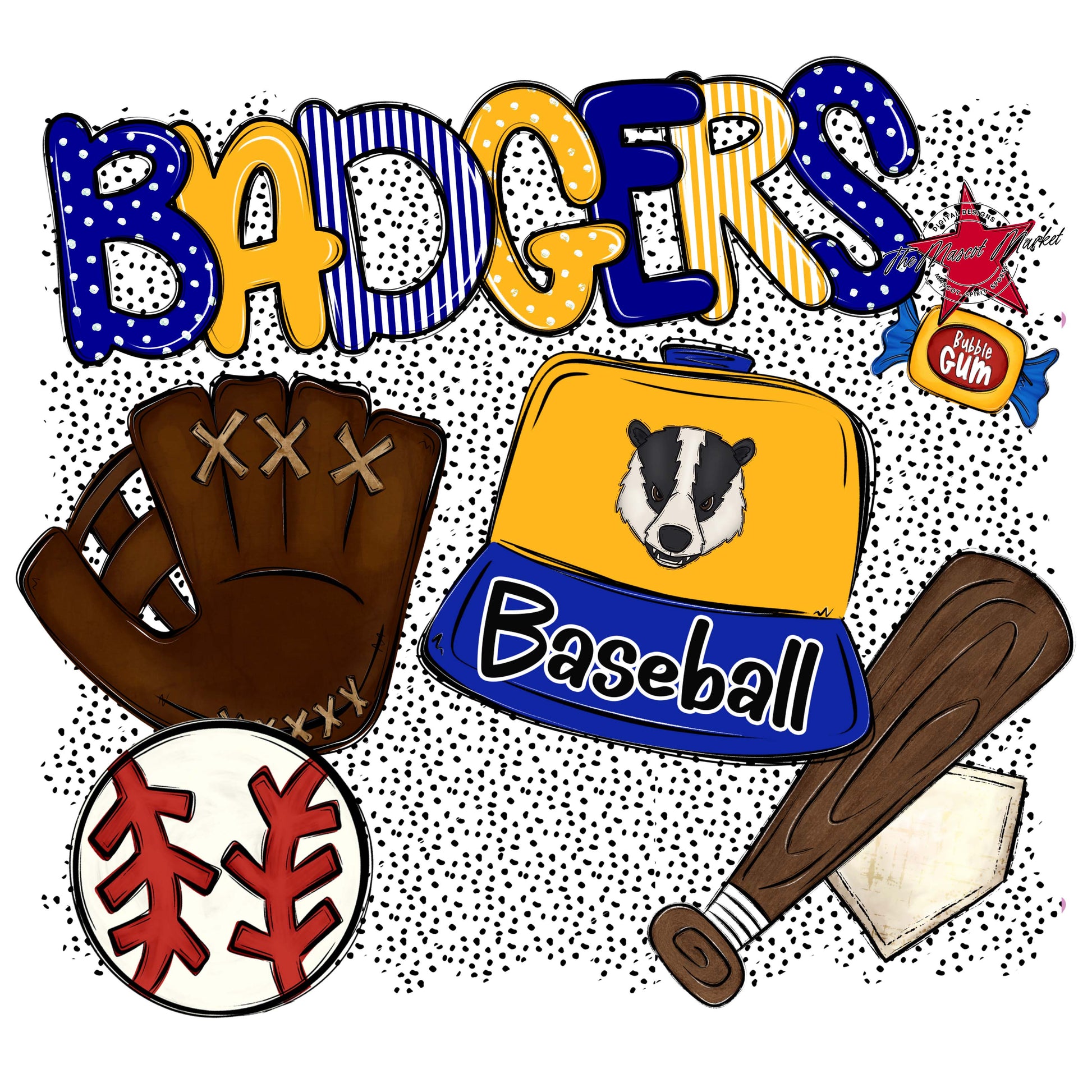 Badgers Baseball Spirit-Blue & Yellow