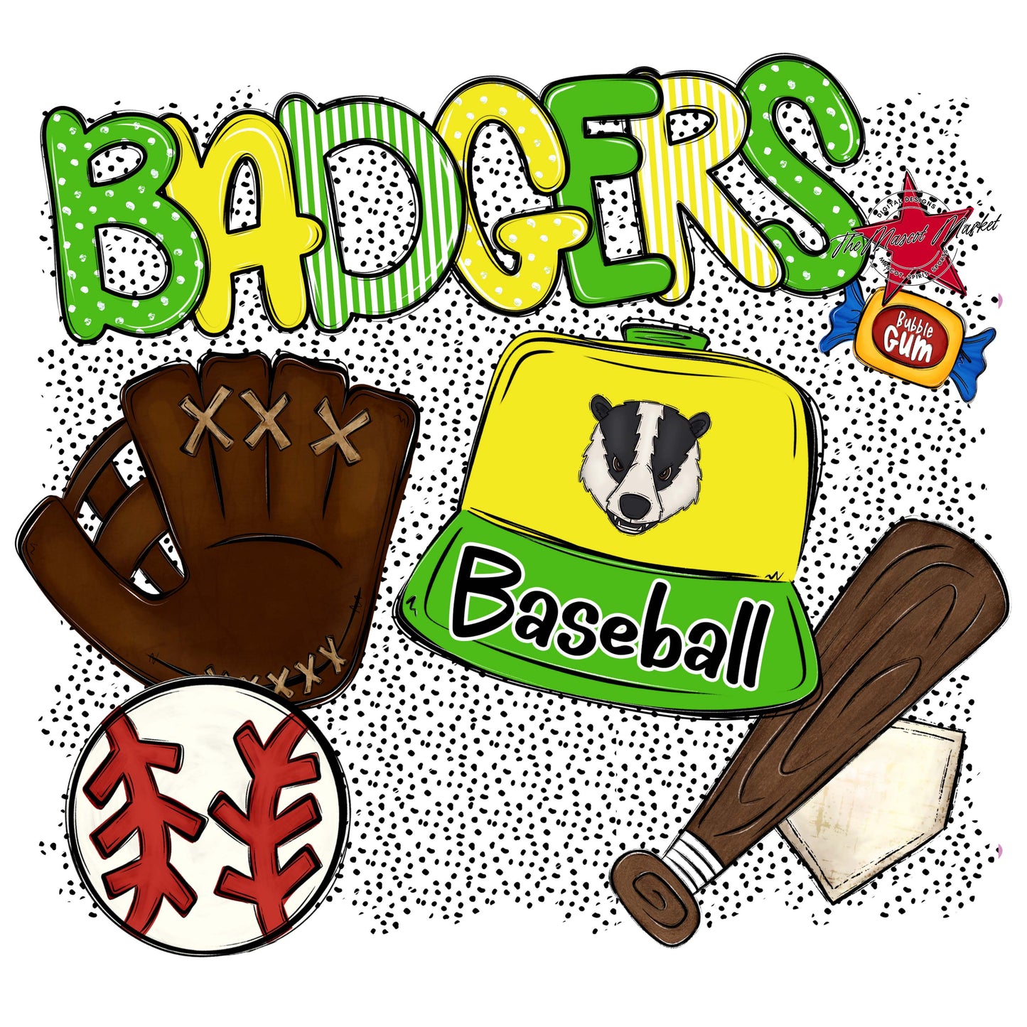 Badgers Baseball Spirit-Bright Green & Bright Yellow