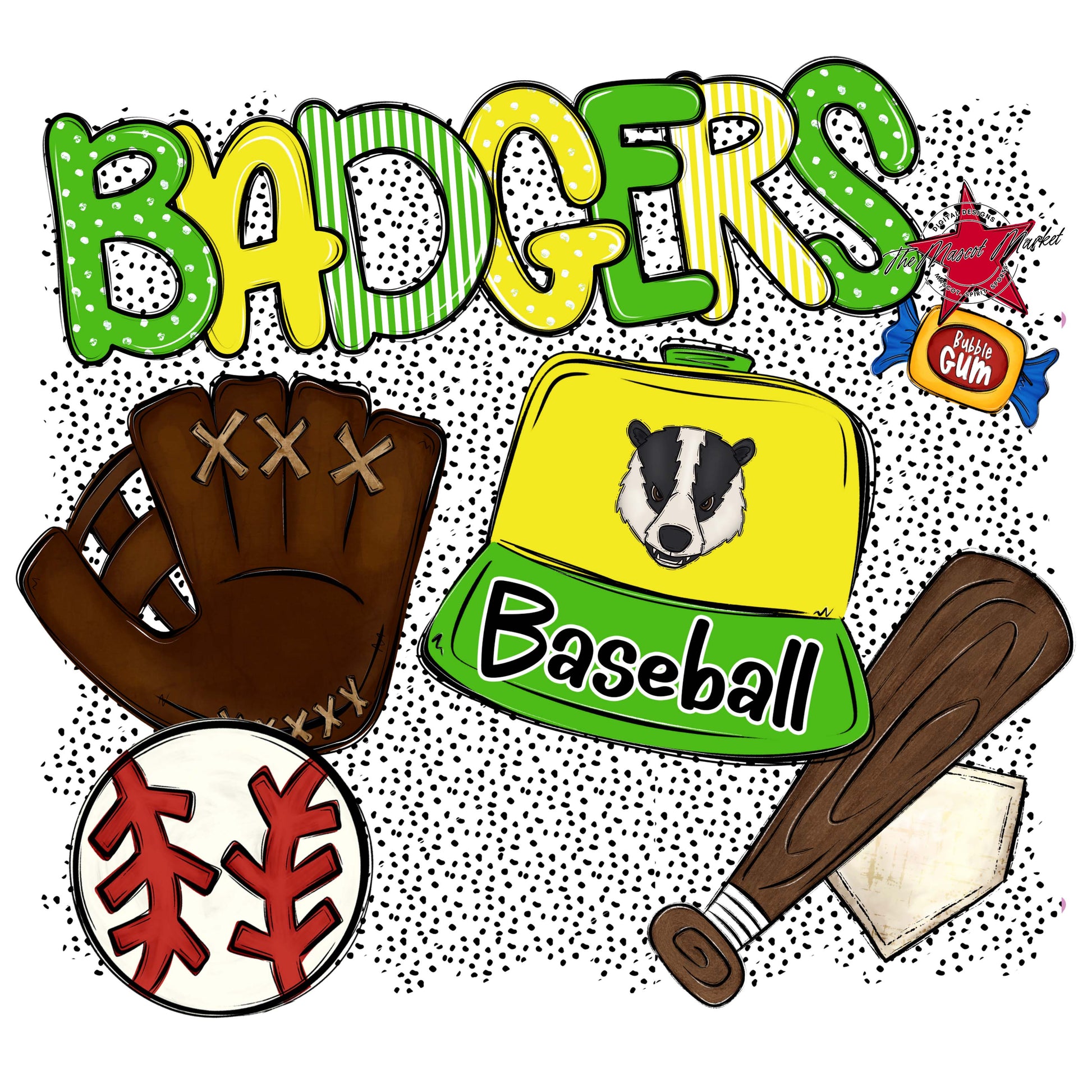 Badgers Baseball Spirit-Bright Green & Bright Yellow