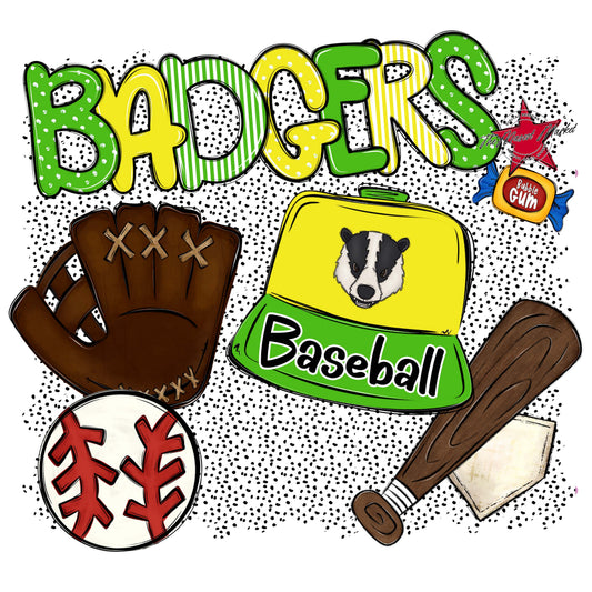 Badgers Baseball Spirit-Bright Green & Bright Yellow