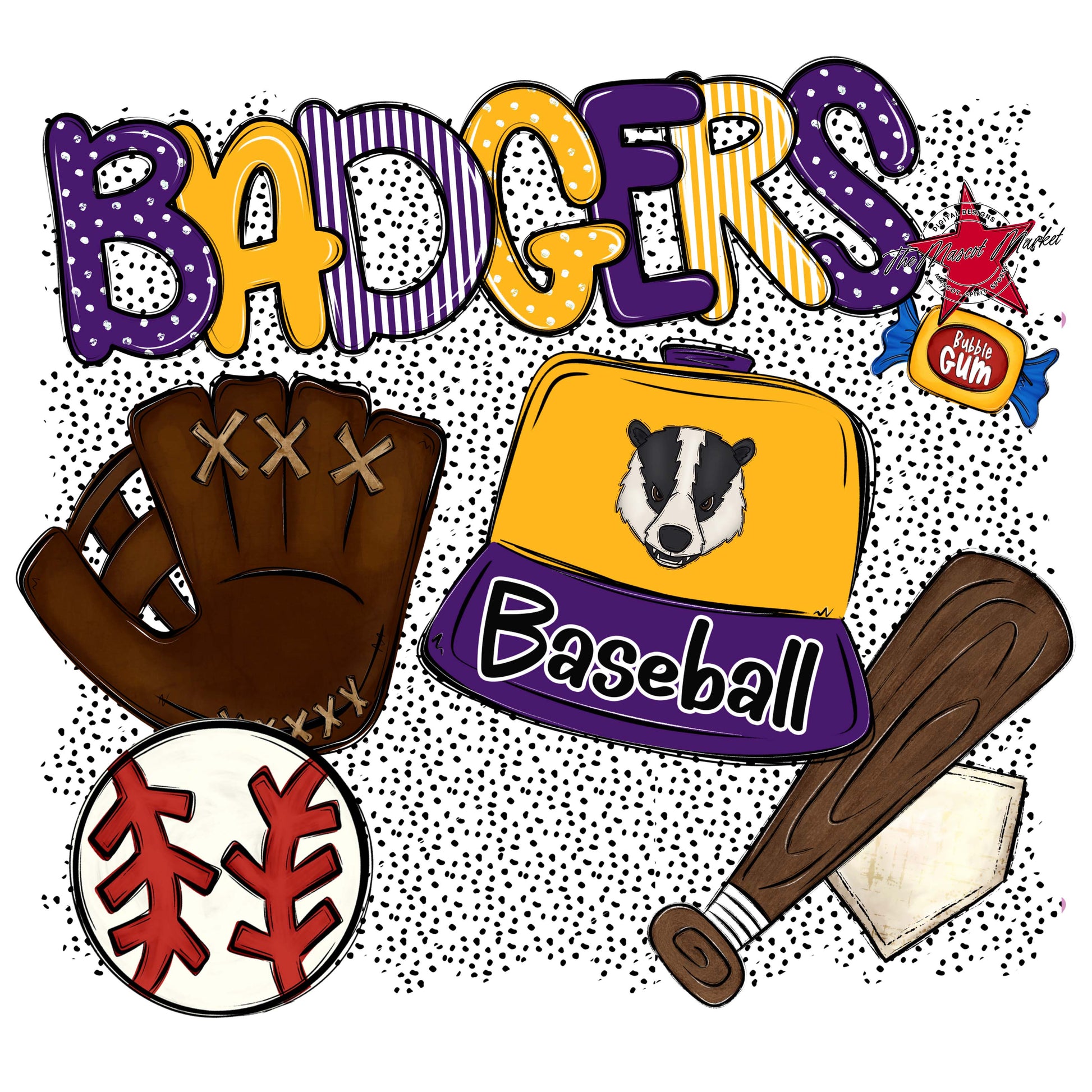 Badgers Baseball Spirit-Purple & Yellow