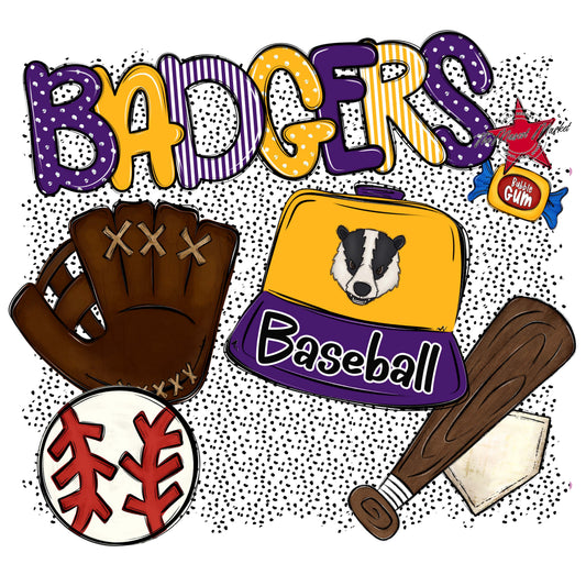 Badgers Baseball Spirit-Purple & Yellow