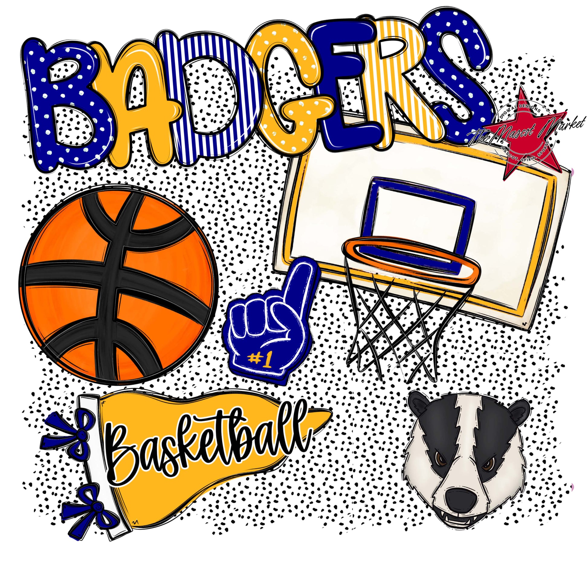 Badgers Basketball Spirit-Blue & Yellow
