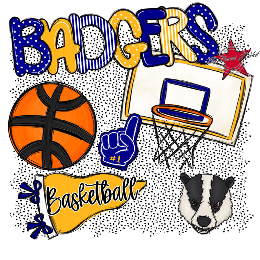 Badgers Basketball Spirit-Blue & Yellow