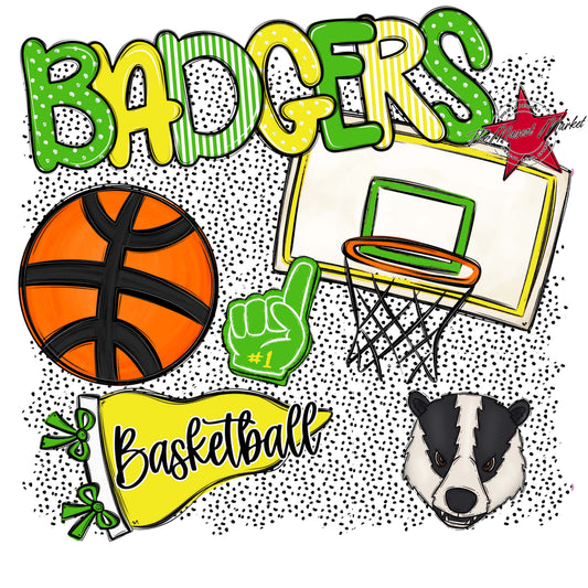 Badgers Basketball Spirit-Bright Green & Bright Yellow