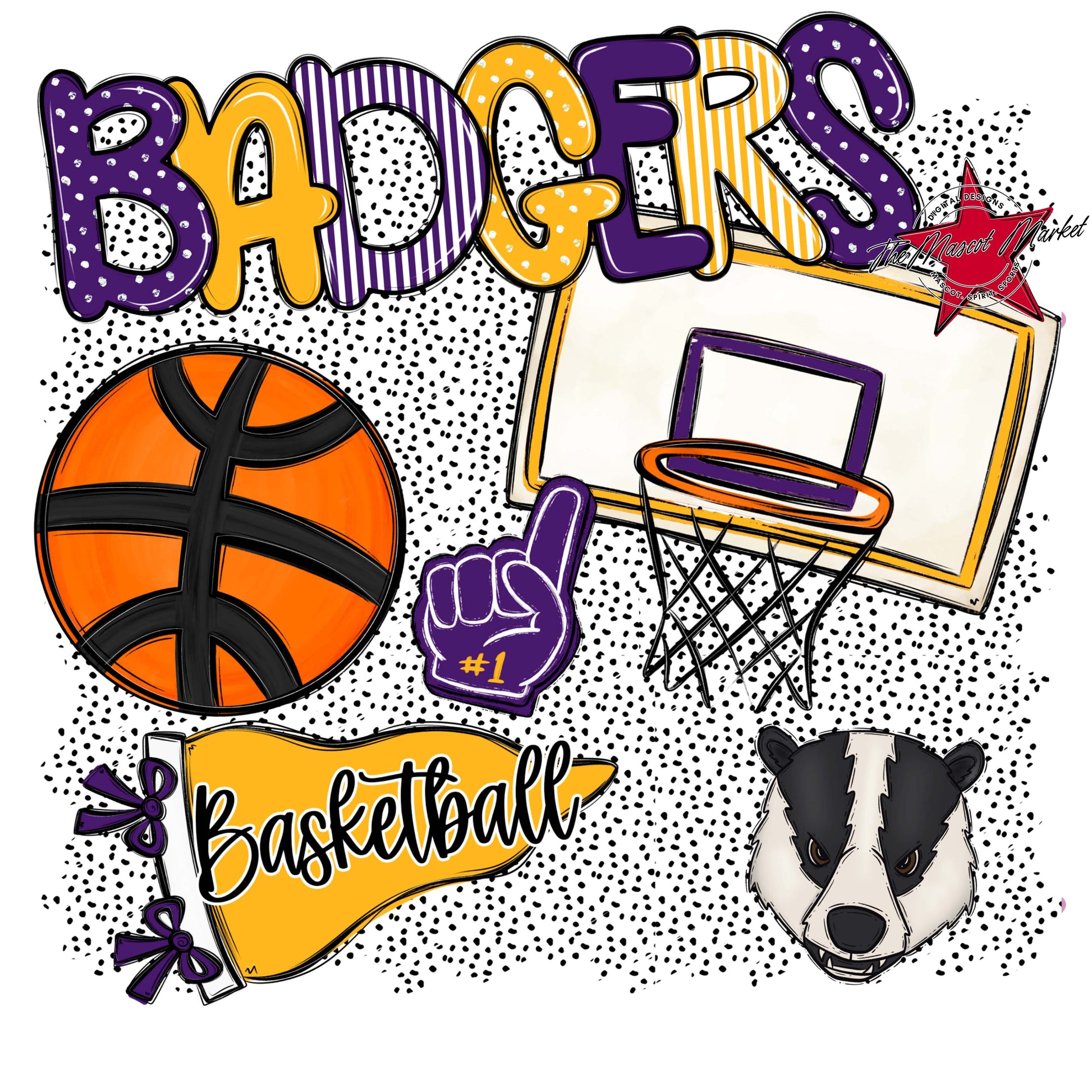 Badgers Basketball Spirit-Purple & Yellow
