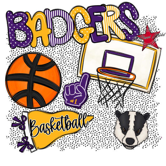 Badgers Basketball Spirit-Purple & Yellow