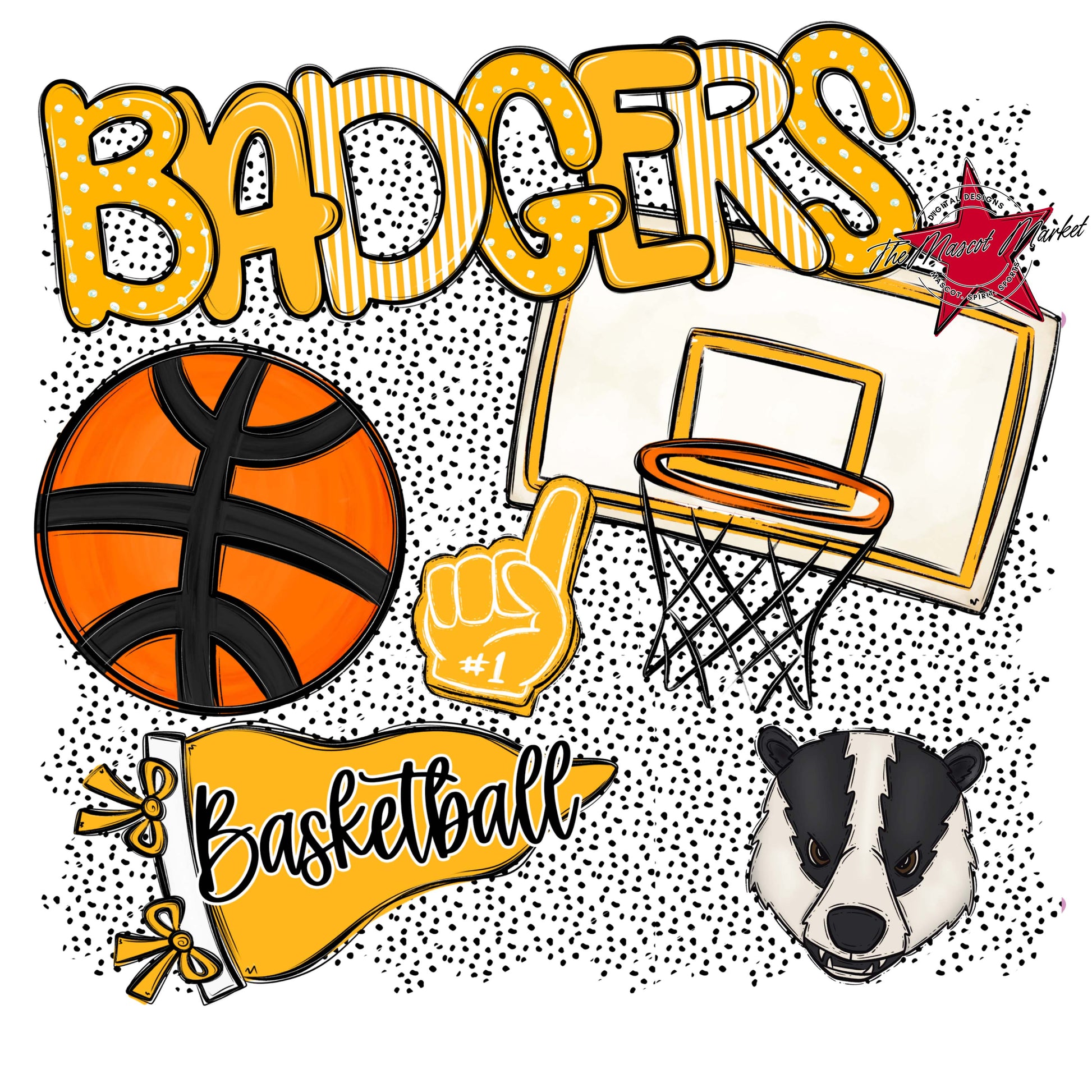 Badgers Basketball Spirit-Yellow