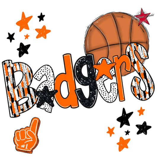 Badgers Basketball Scrape-Orange