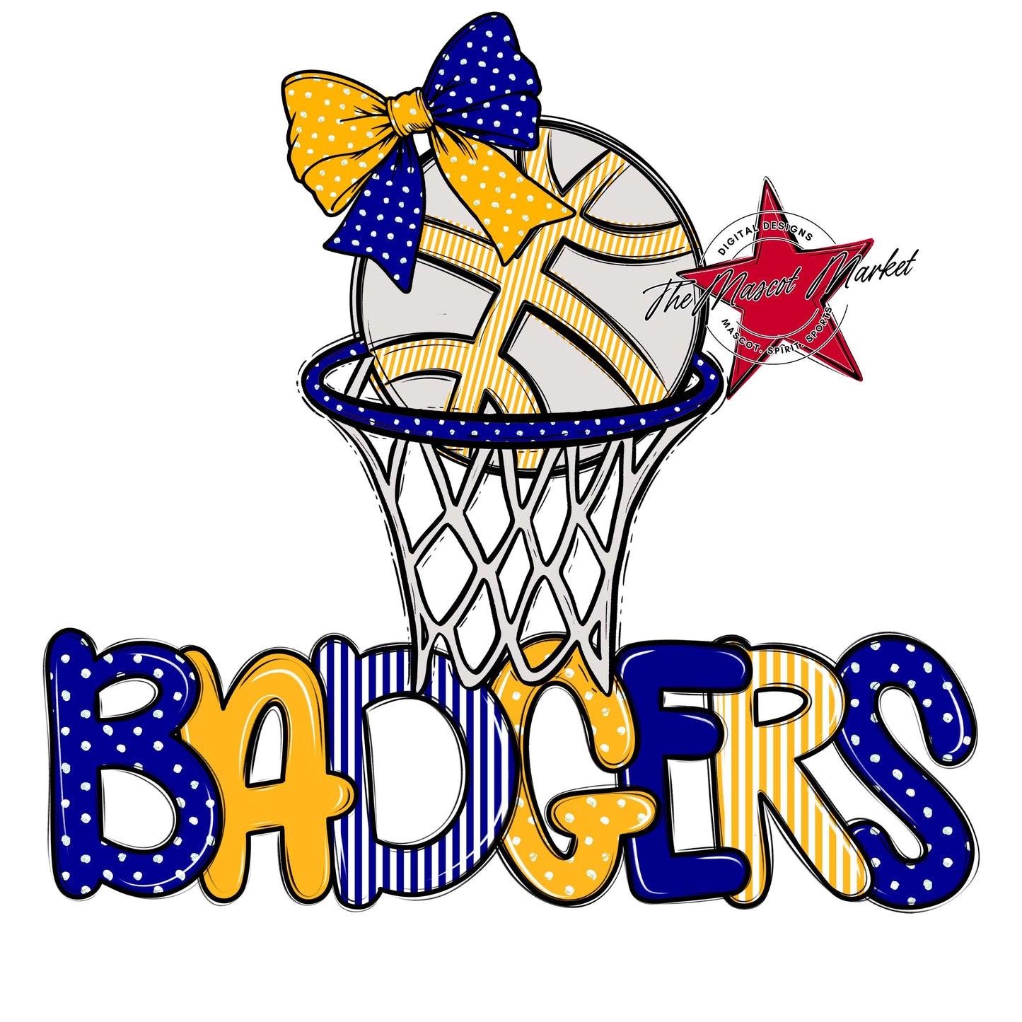 Badgers Basketball Spirit Design-Blue & Yellow