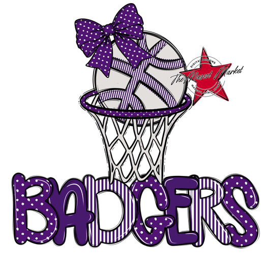 Badgers Basketball Spirit Design-Purple