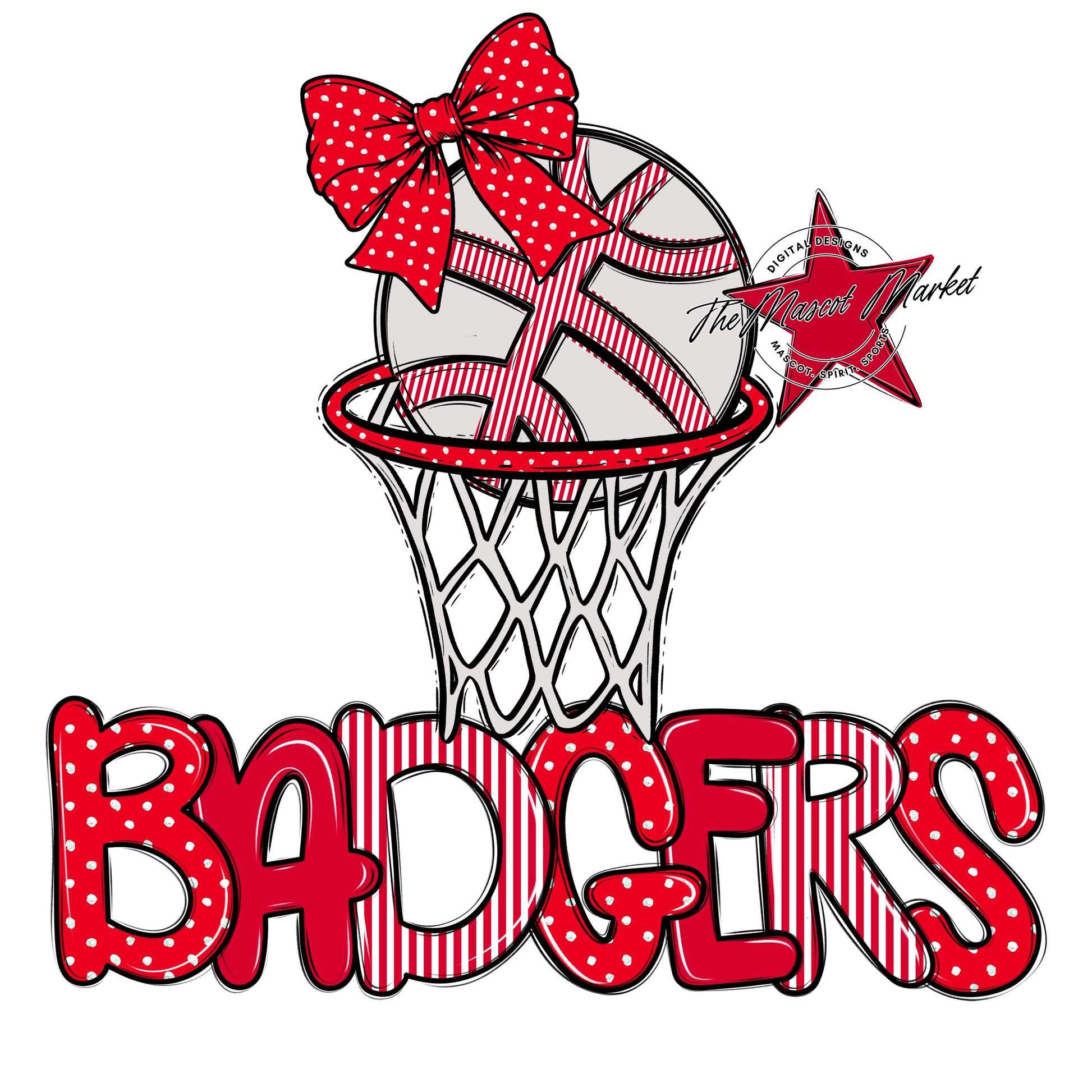 Badgers Basketball Spirit Design-Red