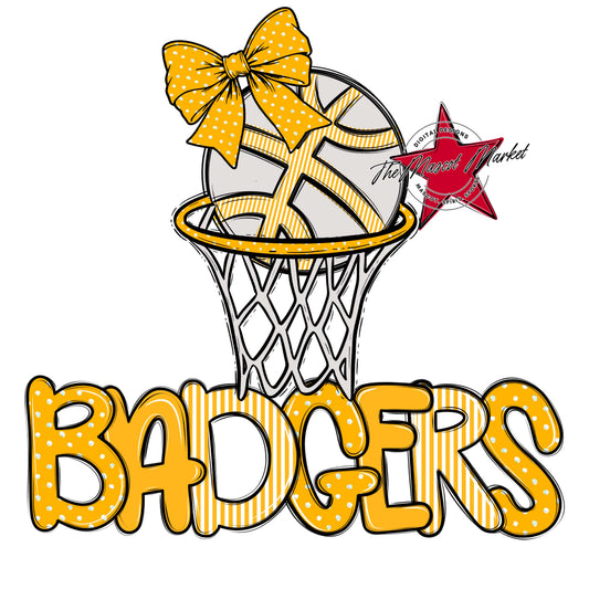 Badgers Basketball Spirit Design-Yellow