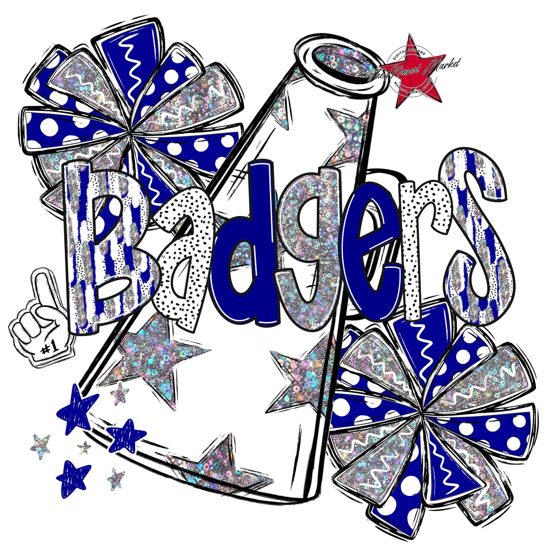 Badgers Cheer Megaphone Scrape-Blue