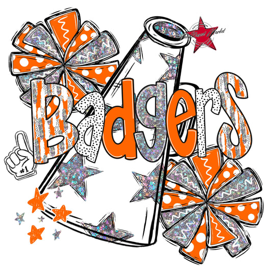Badgers Cheer Megaphone Scrape-Orange