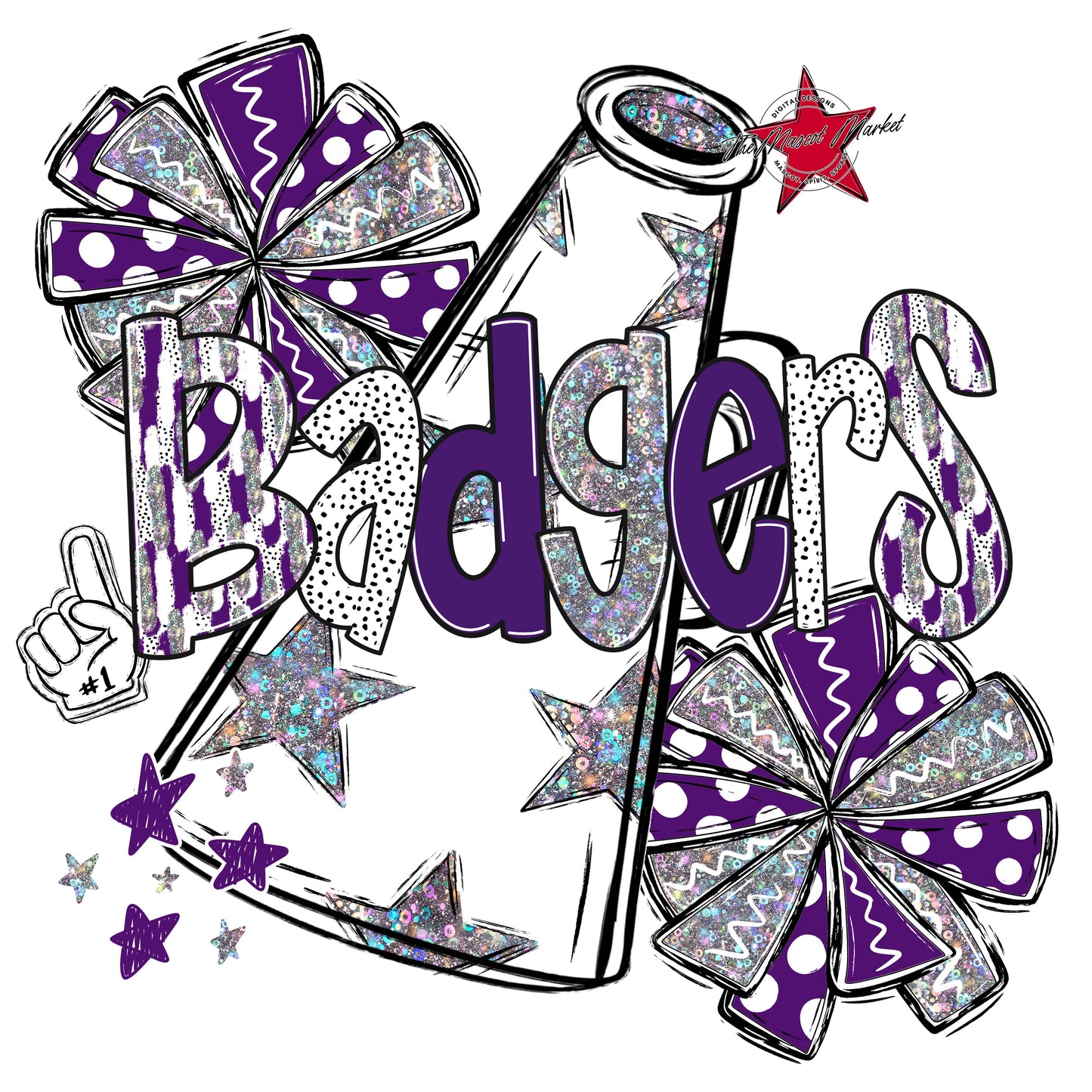 Badgers Cheer Megaphone Scrape-Purple