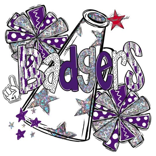 Badgers Cheer Megaphone Scrape-Purple
