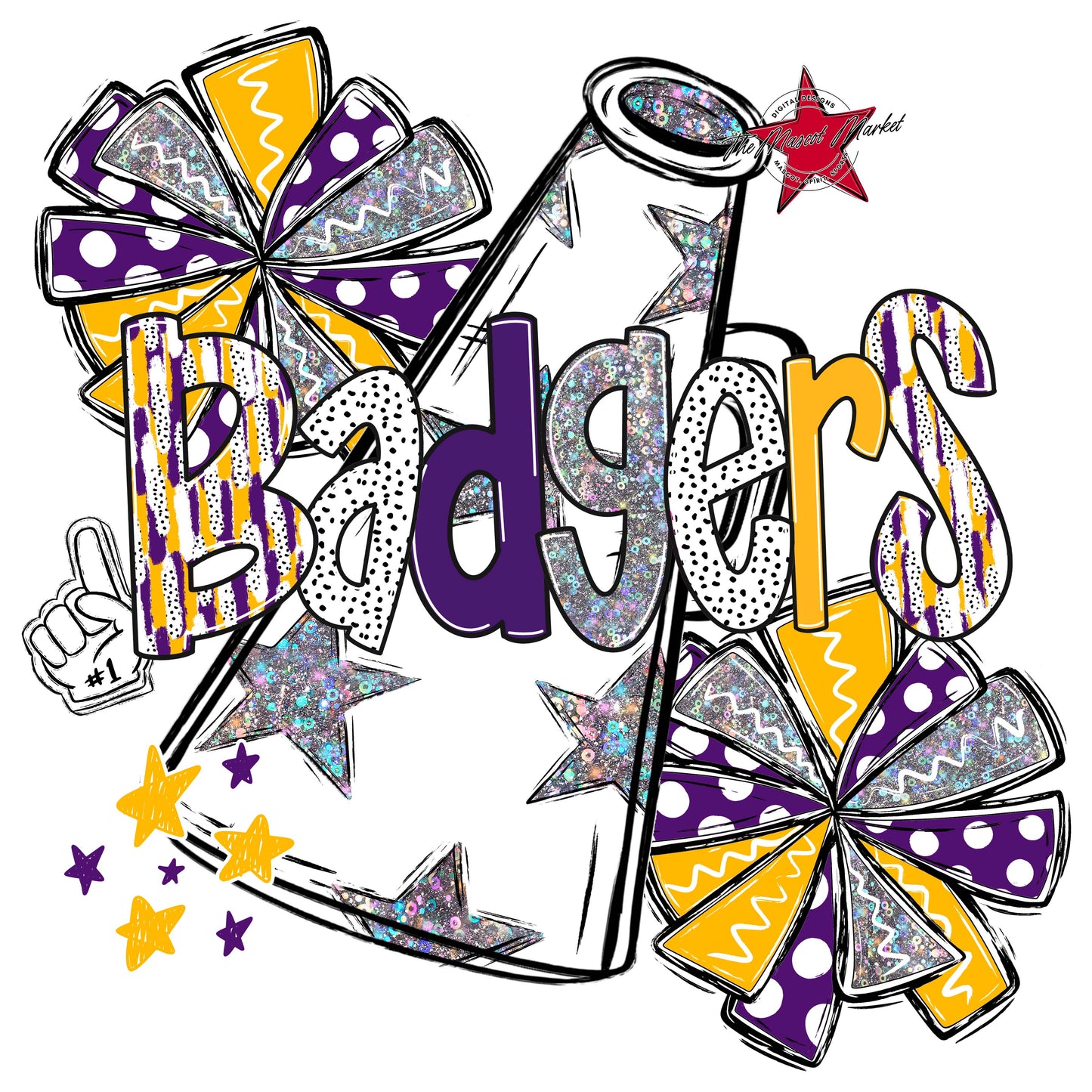 Badgers Cheer Megaphone Scrape-Purple & Yellow