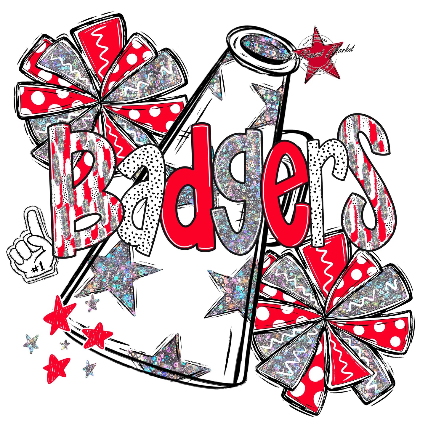 Badgers Cheer Megaphone Scrape-Red