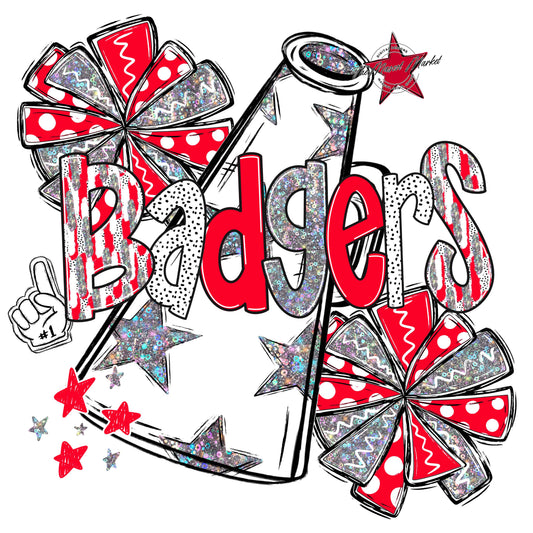 Badgers Cheer Megaphone Scrape-Red