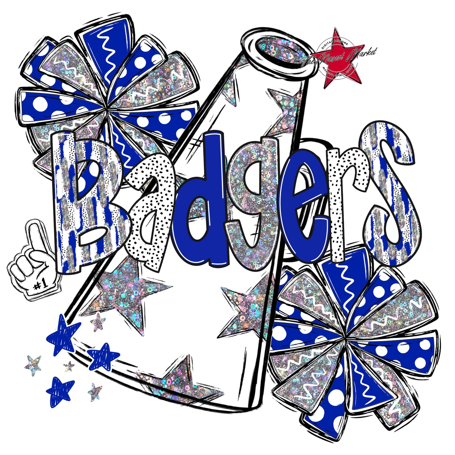Badgers Cheer Megaphone Scrape-Royal Blue