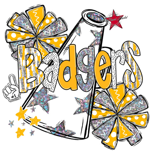 Badgers Cheer Megaphone Scrape-Yellow