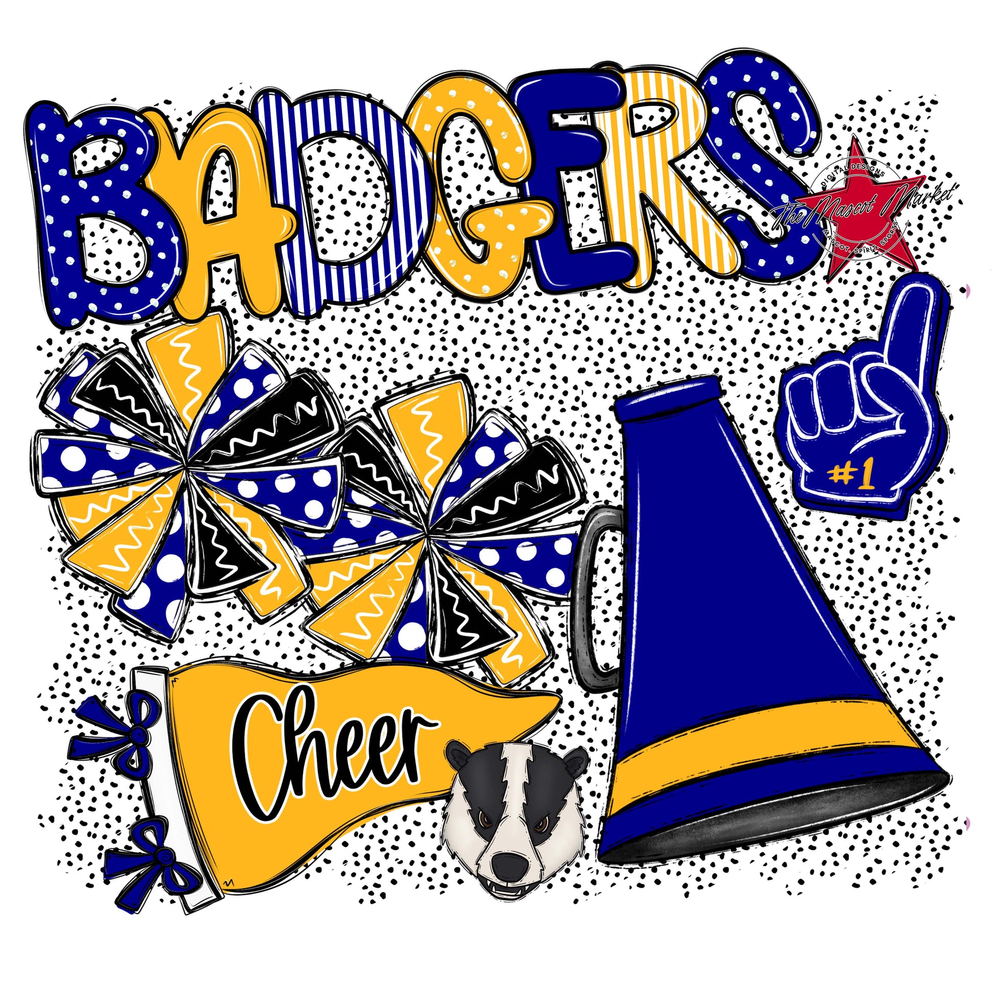 Badgers Cheer Spirit-Blue & Yellow