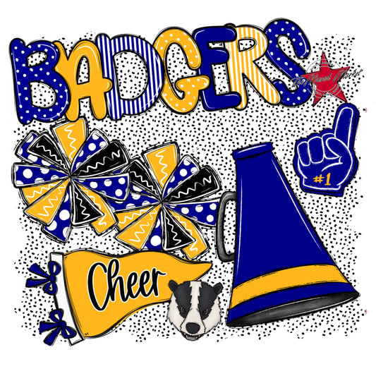 Badgers Cheer Spirit-Blue & Yellow