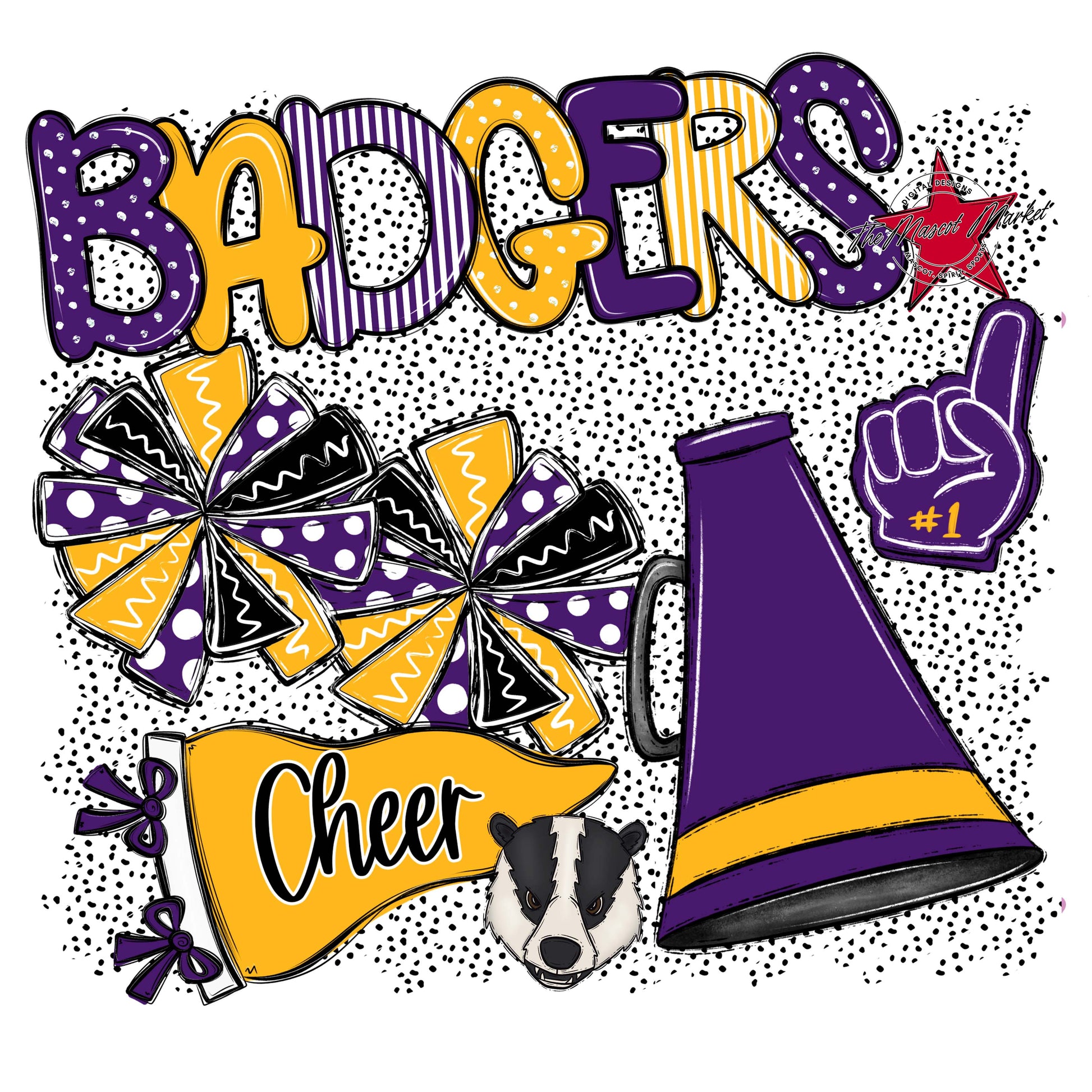 Badgers Cheer Spirit-Purple & Yellow