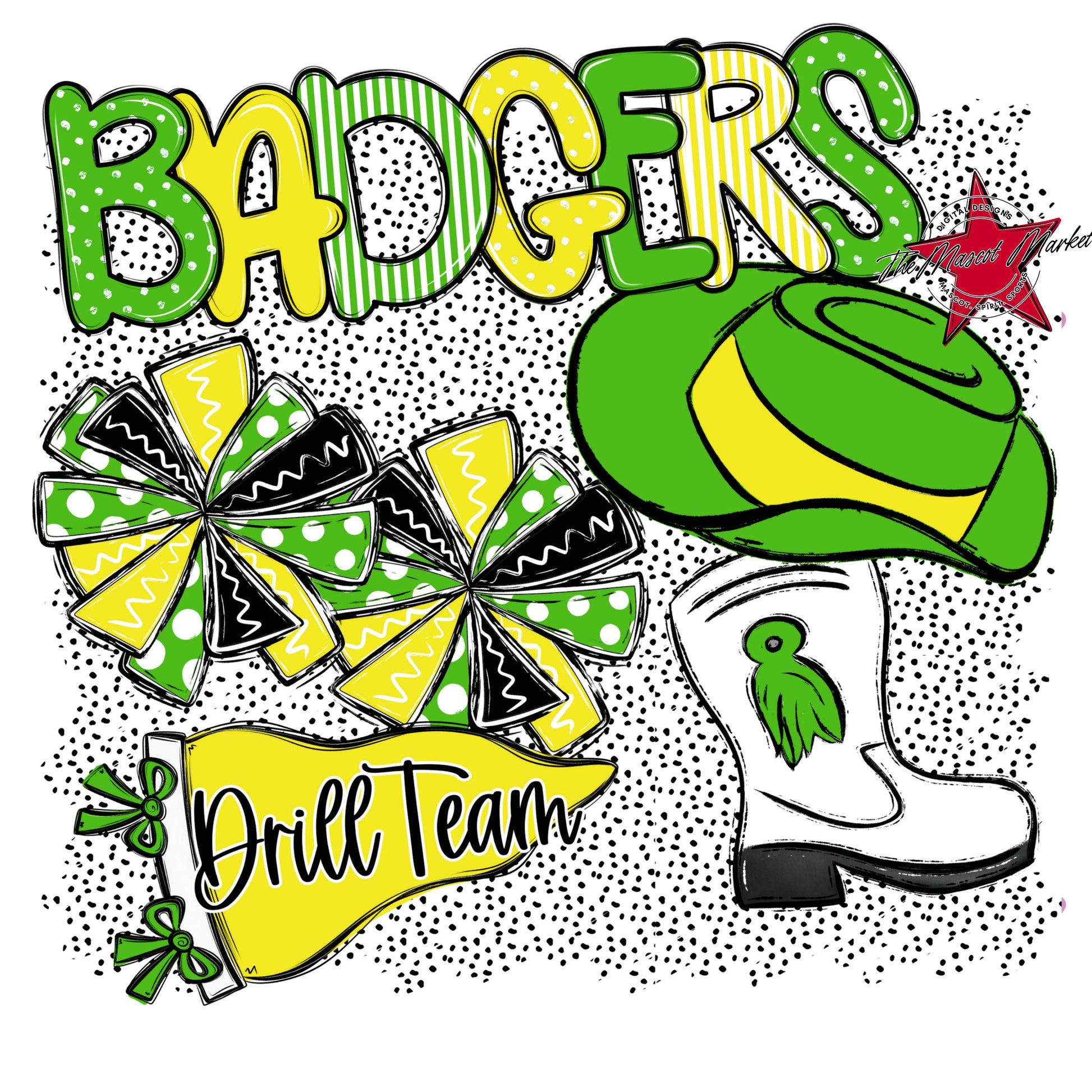 Badgers Drillteam Spirit-Bright Green & Bright Yellow