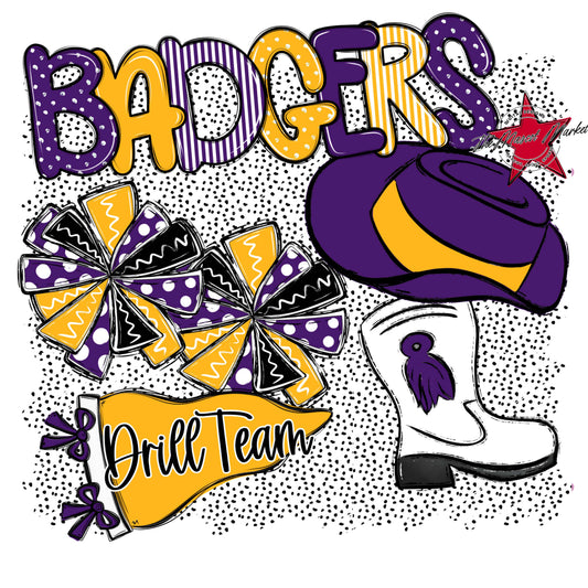 Badgers Drillteam Spirit-Purple & Yellow