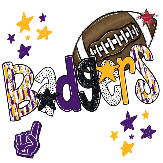 Badgers Football Scrape-Purple & Yellow