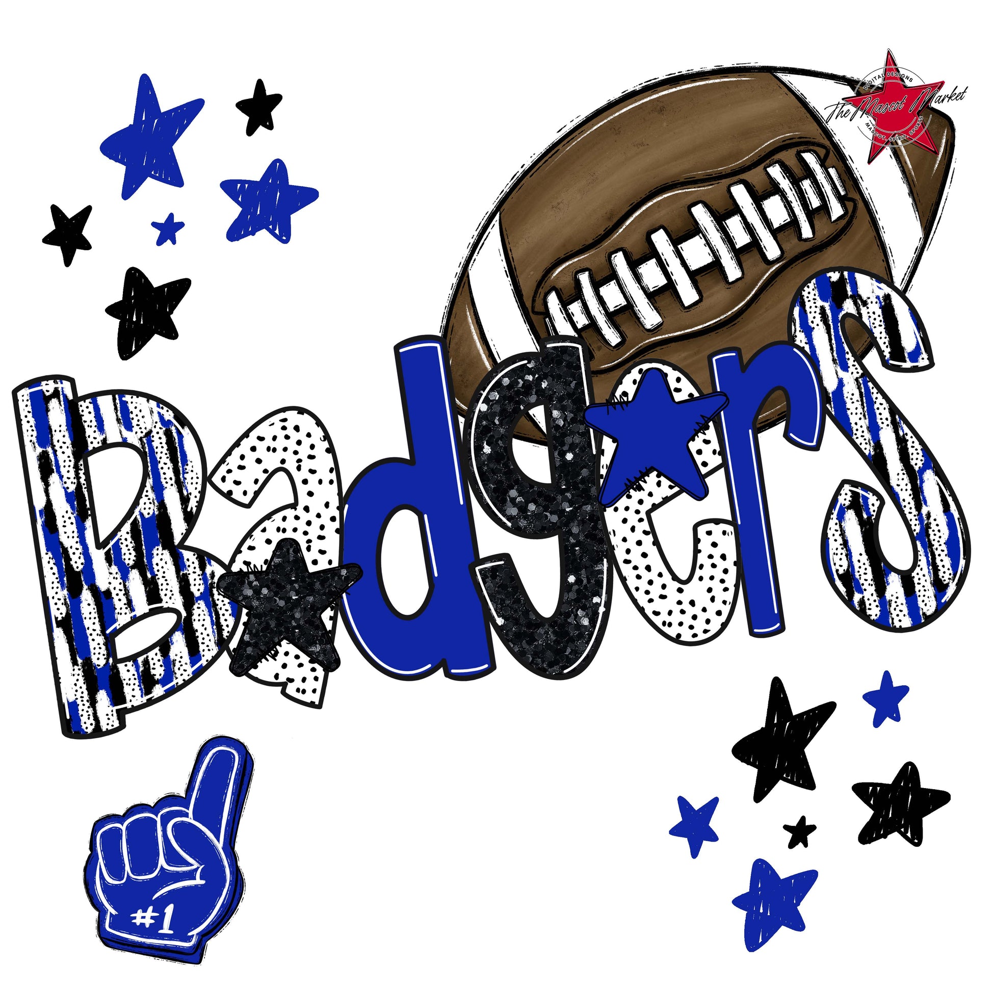 Badgers Football Scrape-Royal Blue