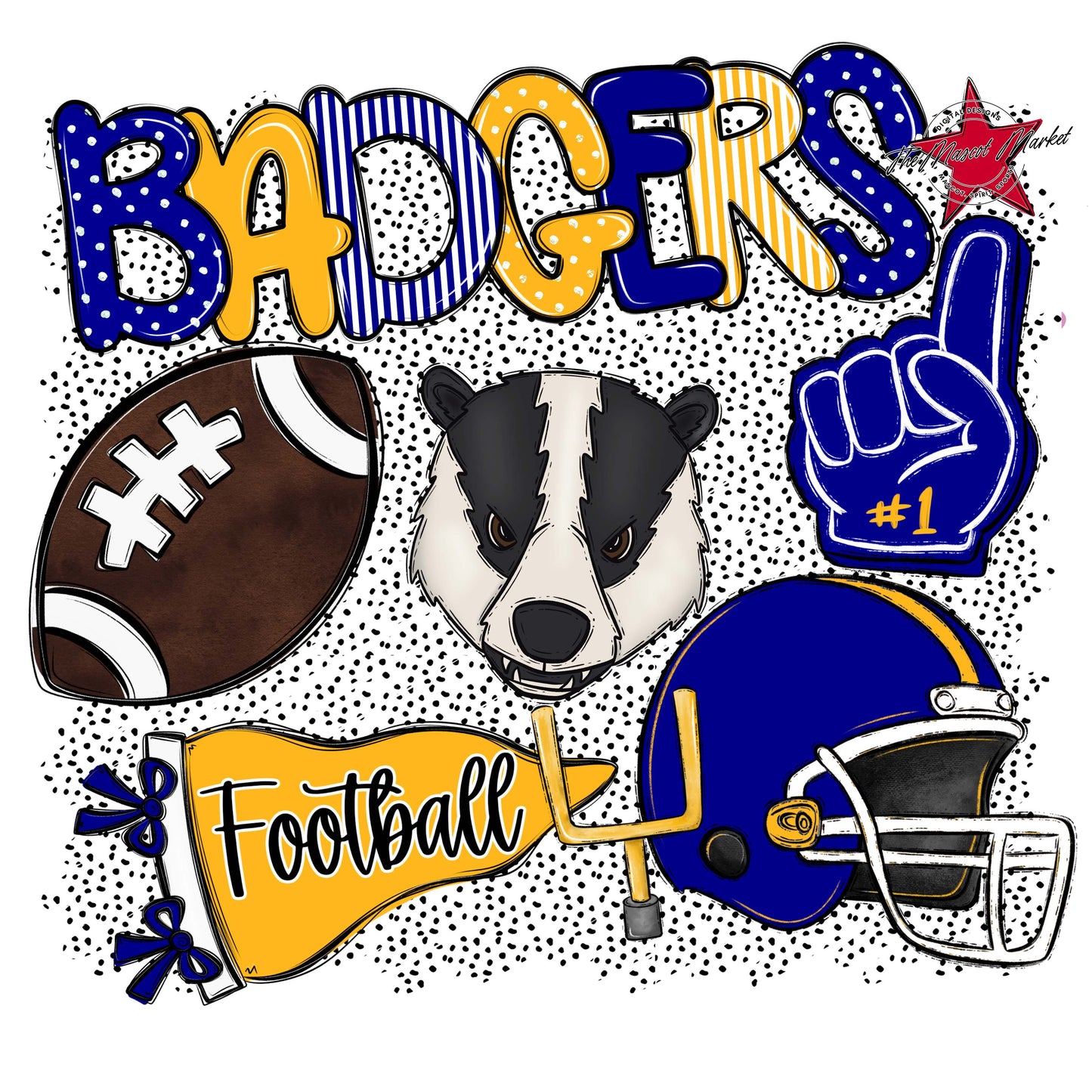Badgers Football Spirit-Blue & Yellow