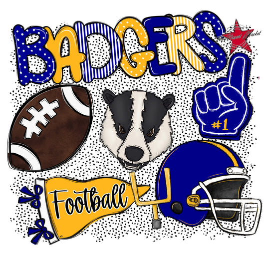 Badgers Football Spirit-Blue & Yellow