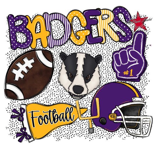 Badgers Football Spirit-Purple & Yellow