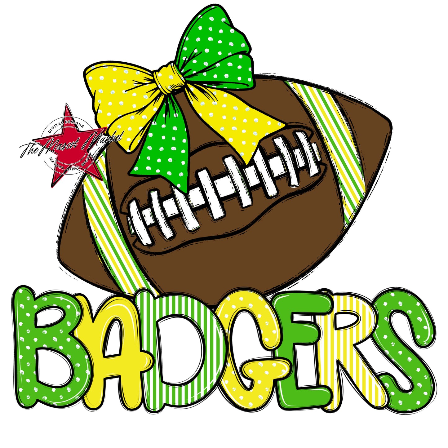 Badgers Football Spirit Design-Bright Green & Bright Yellow