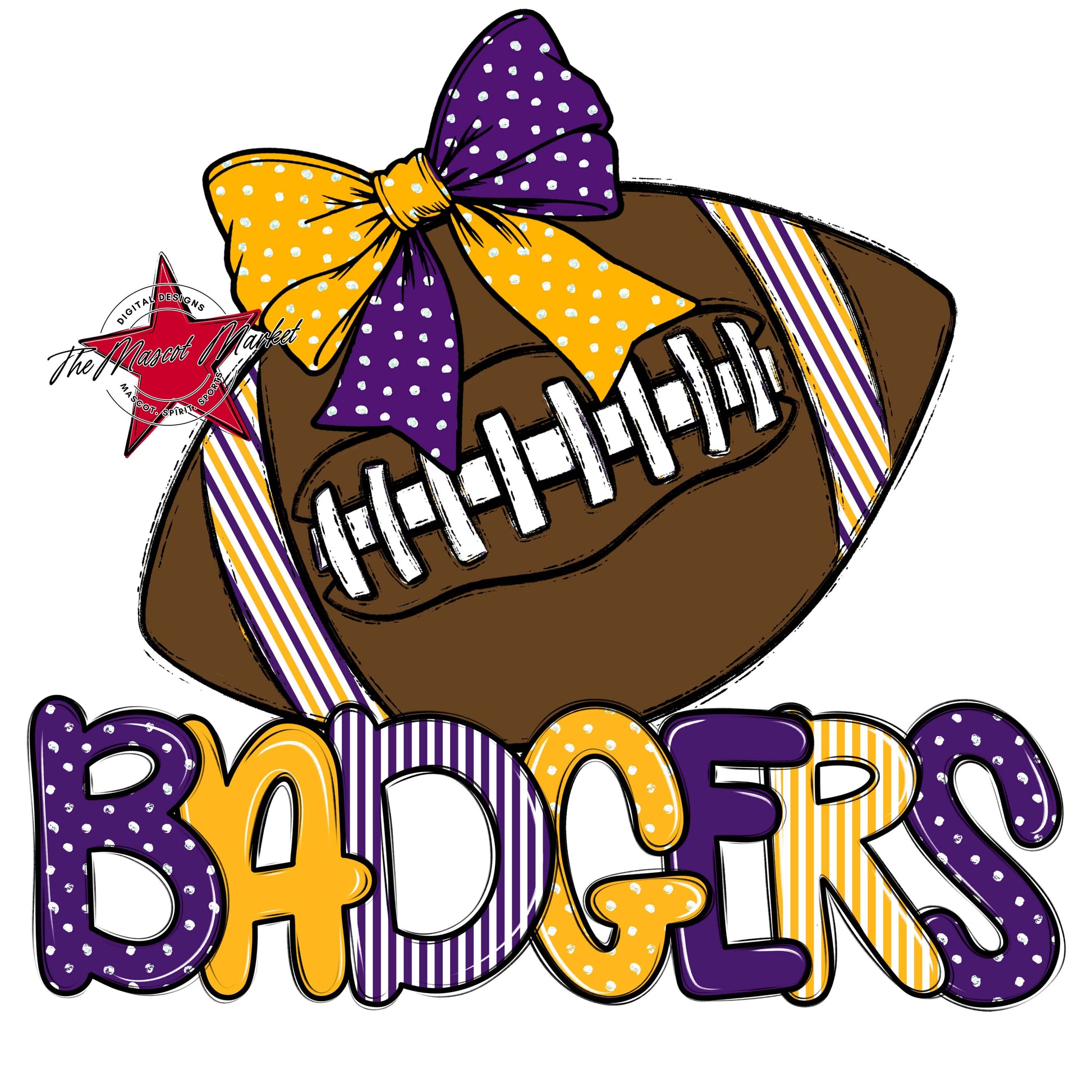 Badgers Football Spirit Design-Purple & Yellow