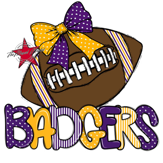 Badgers Football Spirit Design-Purple & Yellow