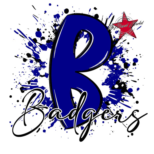 Badgers Mascot Splatter-Blue