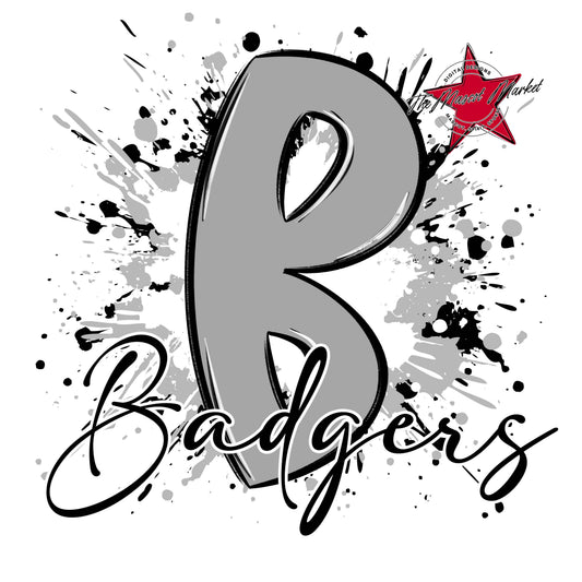 Badgers Mascot Splatter-Grey
