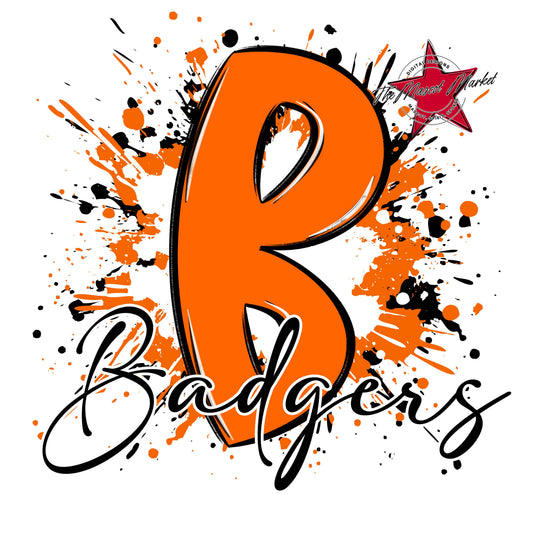 Badgers Mascot Splatter-Orange